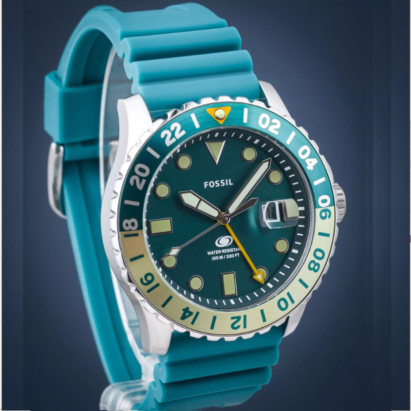 Fossil Blue GMT Men's Selicone Watch